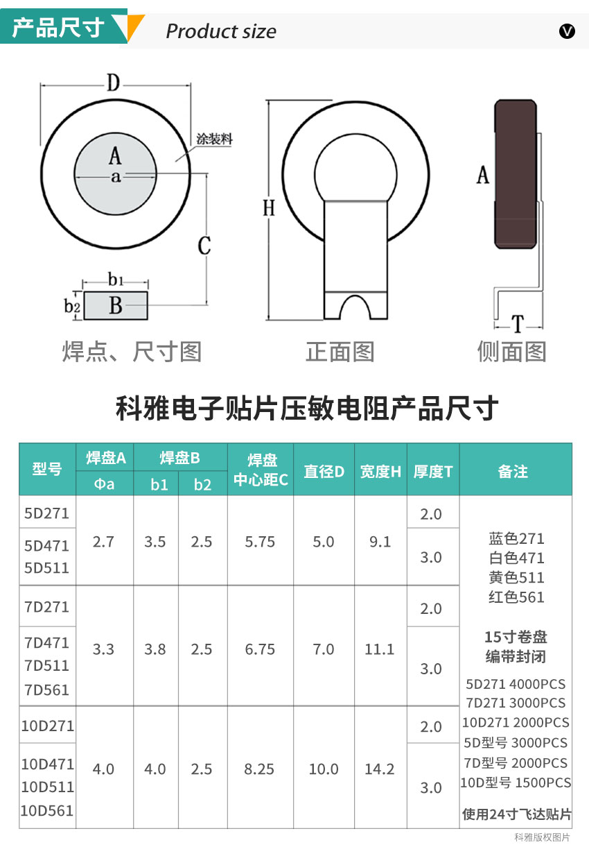 贴片压敏电阻尺寸